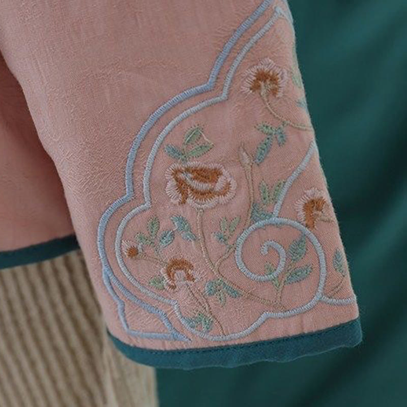 Giacca termica da donna in cotone a maniche lunghe con ricamo di fiori e bottoni a forma di rana invernale Buddha Stones - image 16