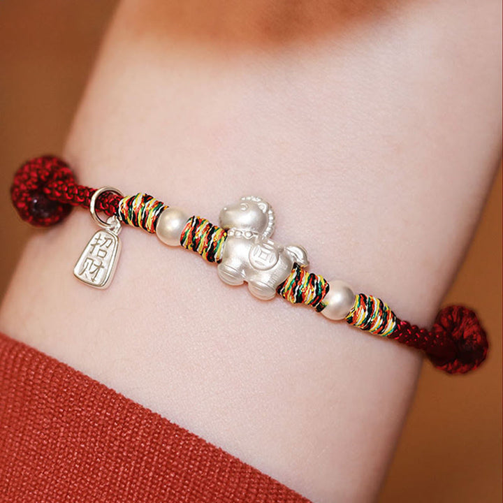 Braccialetto in corda realizzato a mano con Buddha Stones in argento sterling 999, anno del cavallo, libertà - image 6