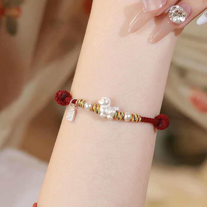 Braccialetto in corda realizzato a mano con Buddha Stones in argento sterling 999, anno del cavallo, libertà - image 7