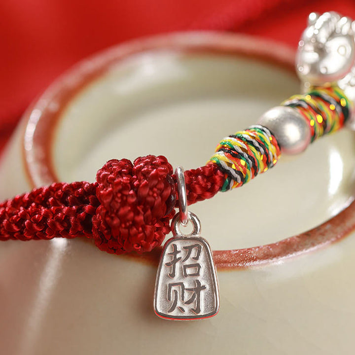 Braccialetto in corda realizzato a mano con Buddha Stones in argento sterling 999, anno del cavallo, libertà - image 12