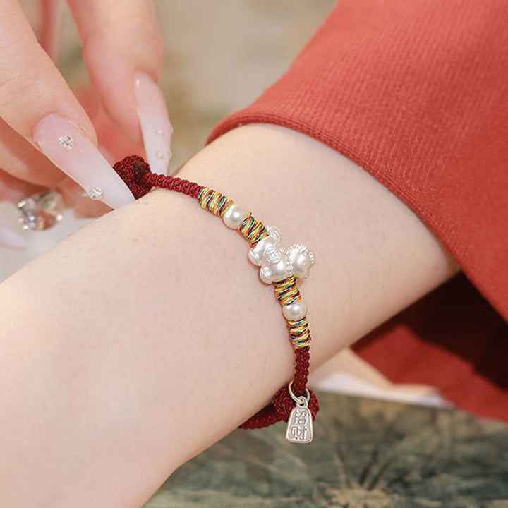 Braccialetto in corda realizzato a mano con Buddha Stones in argento sterling 999, anno del cavallo, libertà - image 9