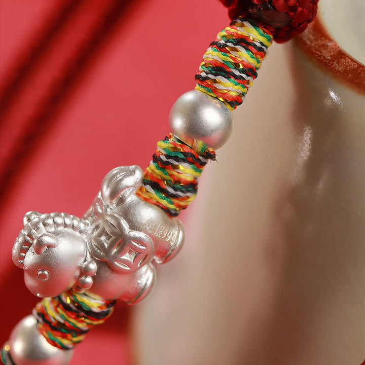 Braccialetto in corda realizzato a mano con Buddha Stones in argento sterling 999, anno del cavallo, libertà - image 14