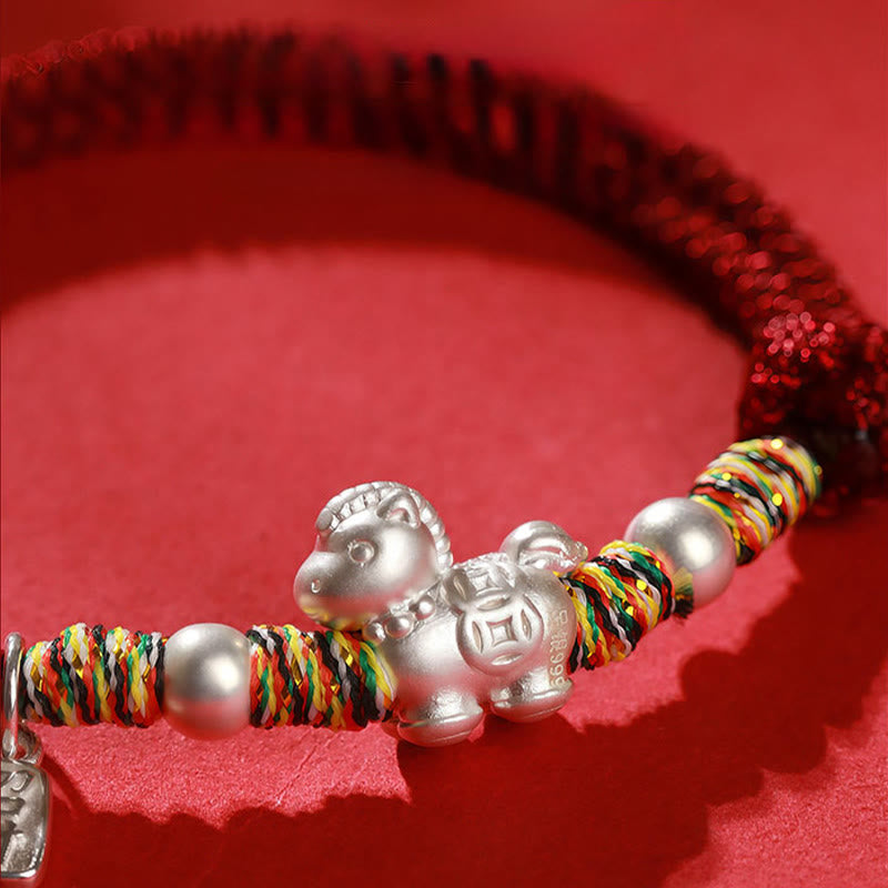 Braccialetto in corda realizzato a mano con Buddha Stones in argento sterling 999, anno del cavallo, libertà - image 15