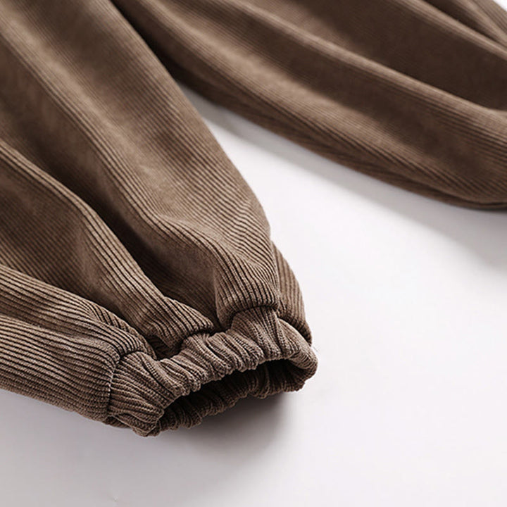 Pantaloni da uomo in velluto a coste di cotone con lacci e tasche, modello harem, tinta unita, invernali , Buddha Stones - image 7