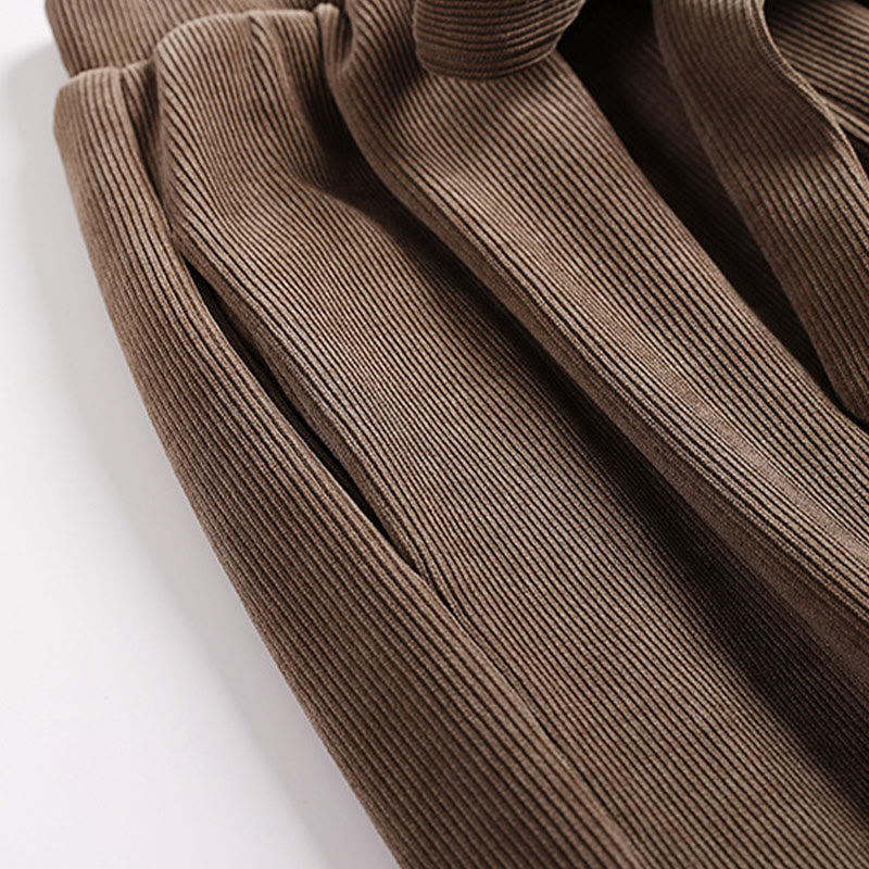 Pantaloni da uomo in velluto a coste di cotone con lacci e tasche, modello harem, tinta unita, invernali , Buddha Stones - image 5