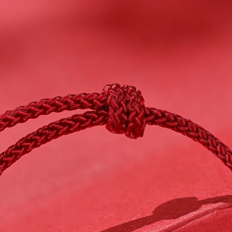 Braccialetto con cordino della prosperità dell'anno del cavallo in argento sterling 999 con agata rossa e Buddha Stones - image 13