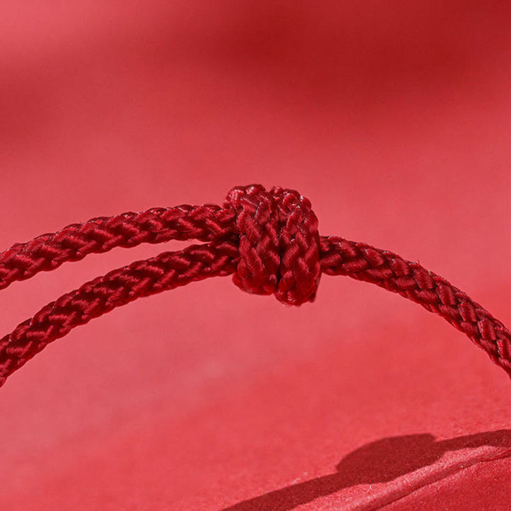 Braccialetto con cordino della prosperità dell'anno del cavallo in argento sterling 999 con agata rossa e Buddha Stones - image 13