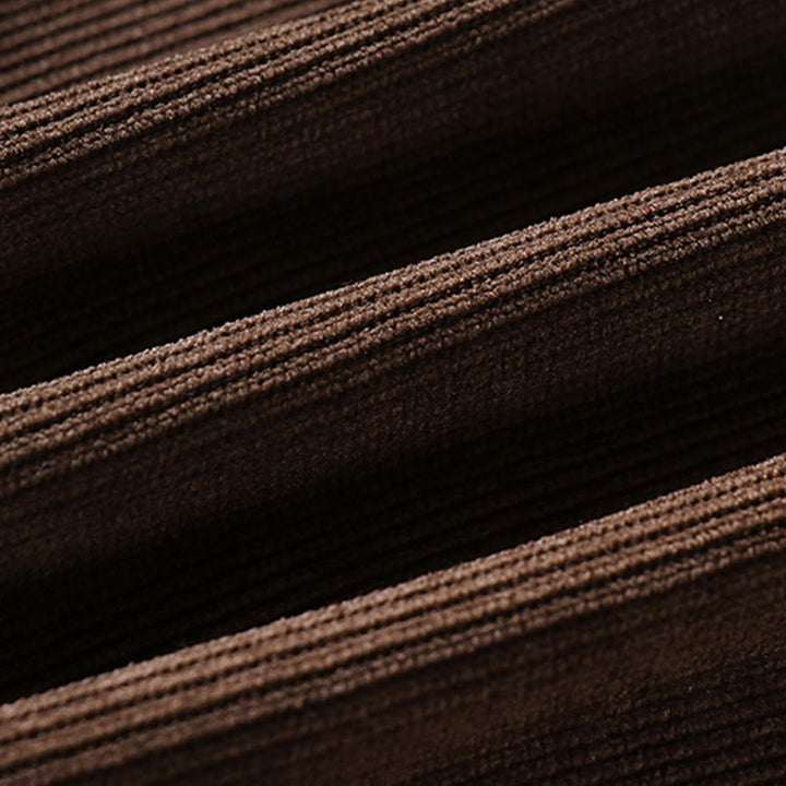 Pantaloni da uomo in velluto a coste di cotone con elastico in vita, gamba larga, tasche e bottoni invernali con cerniera Buddha Stones - image 9