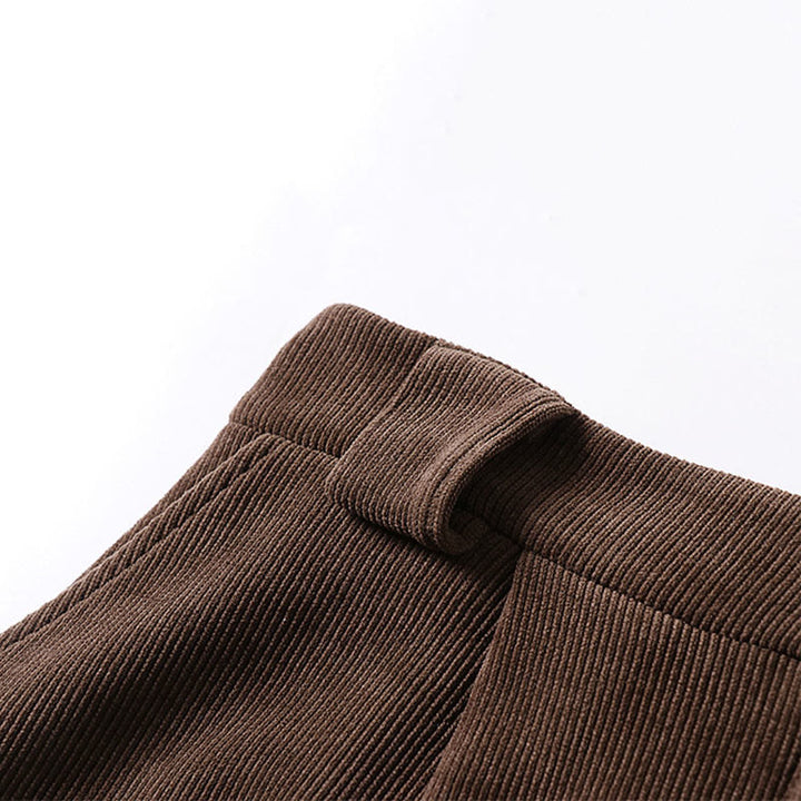 Pantaloni da uomo in velluto a coste di cotone con elastico in vita, gamba larga, tasche e bottoni invernali con cerniera Buddha Stones - image 5