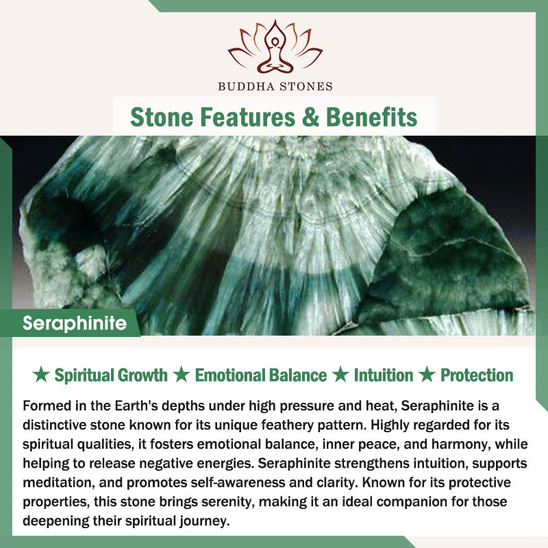 Braccialetto di perline rotonde in serafinite naturale Buddha Stones per l'equilibrio emotivo - image 7