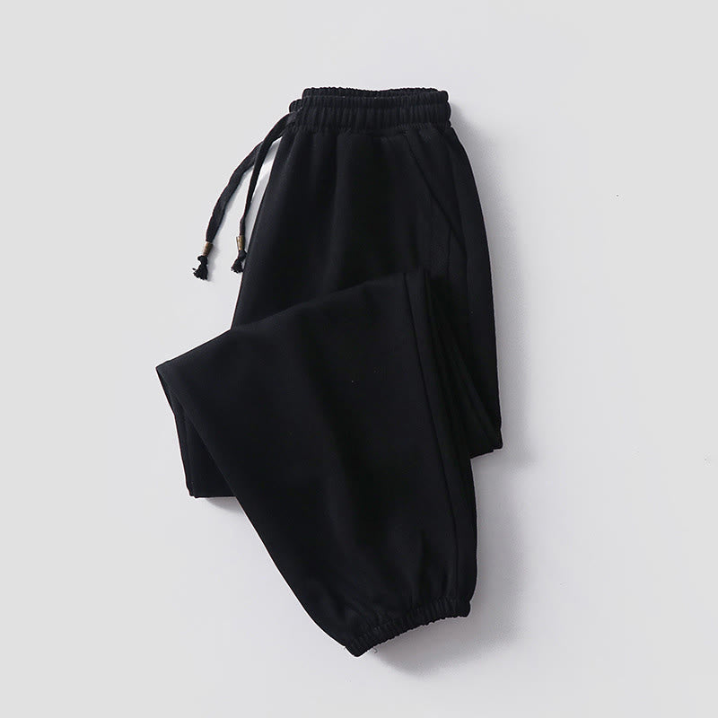 Pantaloni harem da uomo in cotone con tasche, foderati in pile, con coulisse, modello regolare, autunno inverno, tinta unita , Buddha Stones - Nero (versione foderata in pile) - US/UK/AU54, EU64 (9XL) - image 12
