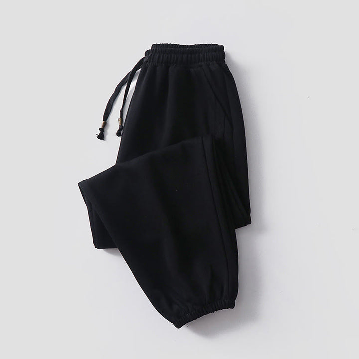 Pantaloni harem da uomo in cotone con tasche, foderati in pile, con coulisse, modello regolare, autunno inverno, tinta unita , Buddha Stones - Nero (versione foderata in pile) - US/UK/AU54, EU64 (9XL) - image 12