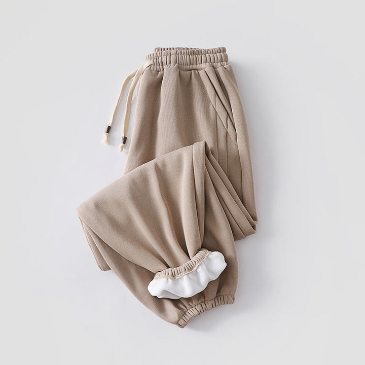 Pantaloni harem da uomo in cotone con tasche, foderati in pile, con coulisse, modello regolare, autunno inverno, tinta unita , Buddha Stones - Beige (versione foderata in pile) - US/UK/AU54, EU64 (9XL) - image 13
