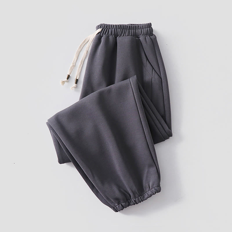 Pantaloni harem da uomo in cotone con tasche, foderati in pile, con coulisse, modello regolare, autunno inverno, tinta unita , Buddha Stones - Grigio scuro (versione foderata in pile) - US/UK/AU54, EU64 (9XL) - image 11