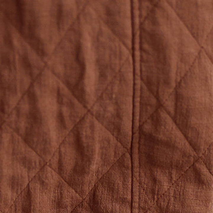 Pantaloni da donna in cotone con motivo a rombi invernali Buddha Stones e tasche - image 6