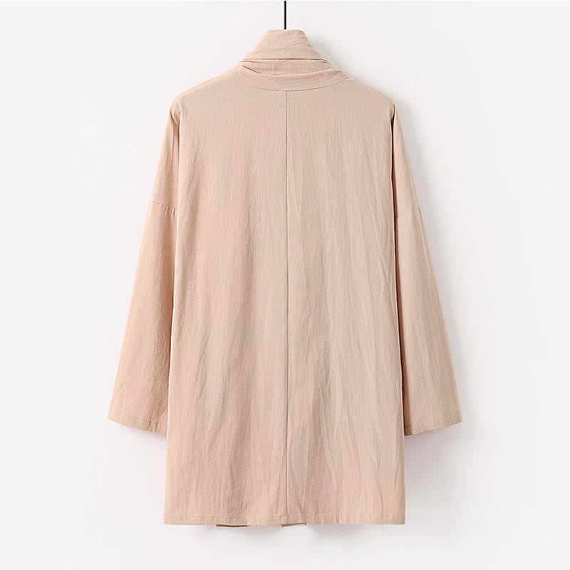 Kimono da uomo Buddha Stones, primavera-autunno, tinta unita, manica lunga, lunghezza media, aperto sul davanti - image 3