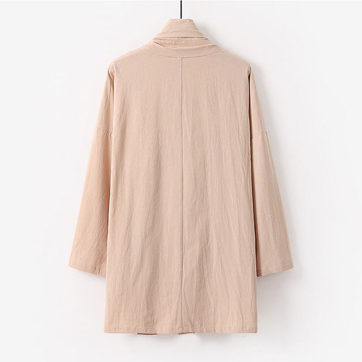 Kimono da uomo Buddha Stones, primavera-autunno, tinta unita, manica lunga, lunghezza media, aperto sul davanti - image 3