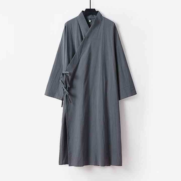 Buddha Stones 2 pezzi Wudang autunno solido manica lunga uomo taoista lunga veste senza maniche gilet con lacci kimono abito da cerimonia - image 2