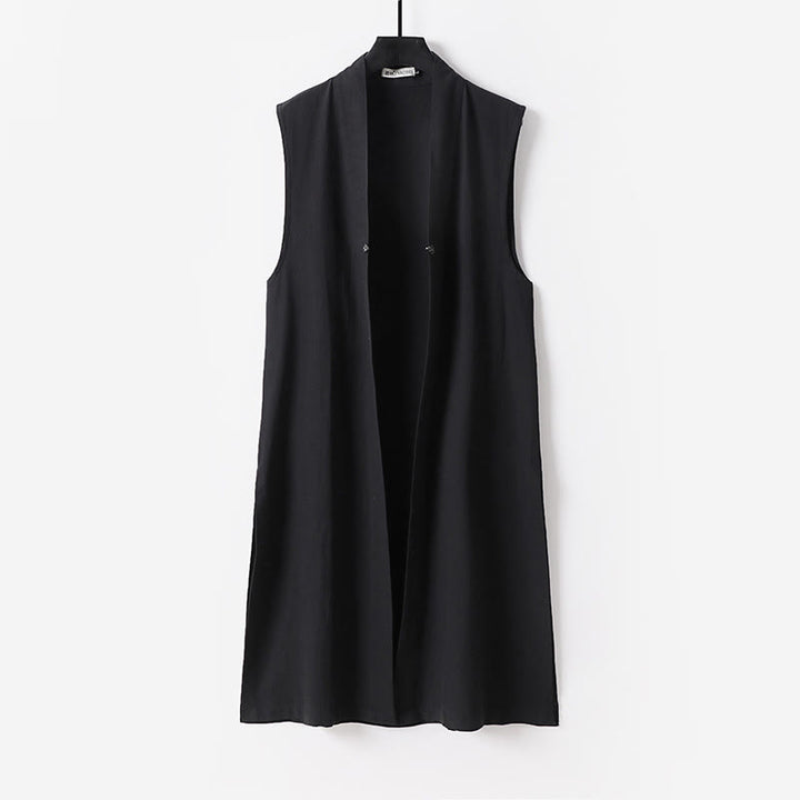 Buddha Stones 2 pezzi Wudang autunno solido manica lunga uomo taoista lunga veste senza maniche gilet con lacci kimono abito da cerimonia - image 10