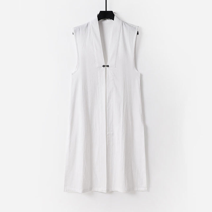 Buddha Stones 2 pezzi Wudang autunno solido manica lunga uomo taoista lunga veste senza maniche gilet con lacci kimono abito da cerimonia - image 23