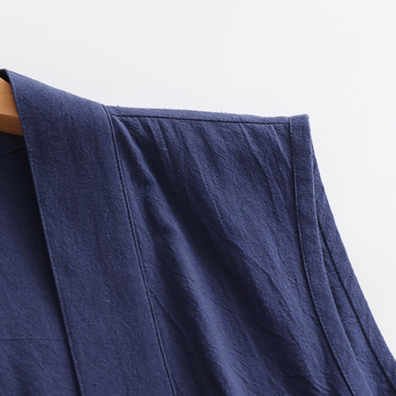 Buddha Stones 2 pezzi Wudang autunno solido manica lunga uomo taoista lunga veste senza maniche gilet con lacci kimono abito da cerimonia - image 20