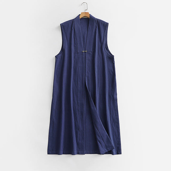 Buddha Stones 2 pezzi Wudang autunno solido manica lunga uomo taoista lunga veste senza maniche gilet con lacci kimono abito da cerimonia - image 16
