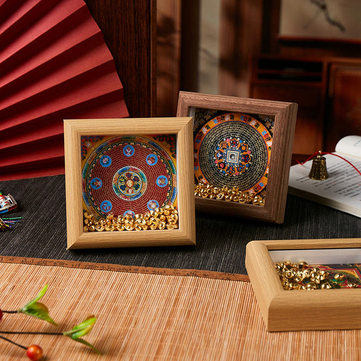 Ornamento per la casa, cornice per foto in lingotto dorato Thangka, Buddha Stones tibetane Om Mani Padme Hum - image 10