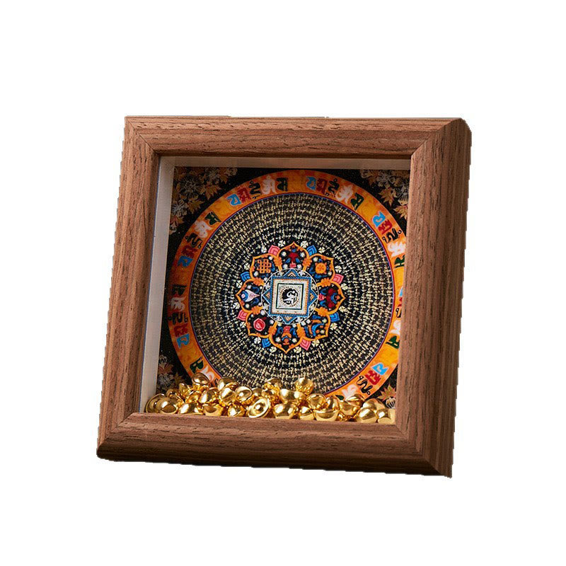 Ornamento per la casa, cornice per foto in lingotto dorato Thangka, Buddha Stones tibetane Om Mani Padme Hum - image 8