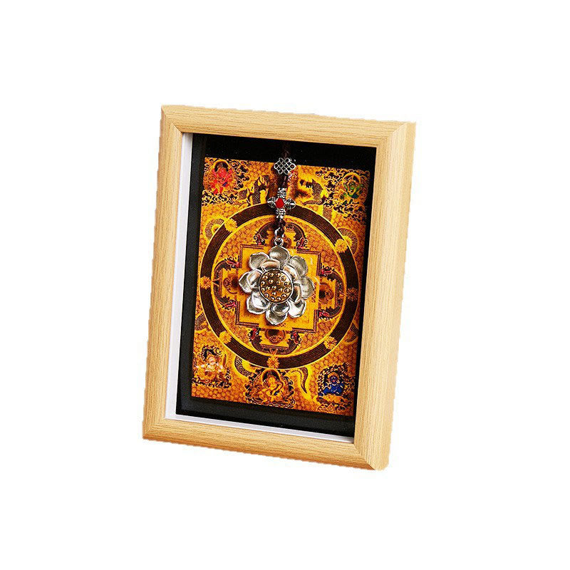 Ornamento per la casa, cornice per foto Thangka in lingotto dorato Buddha Stones Lotus - image 5