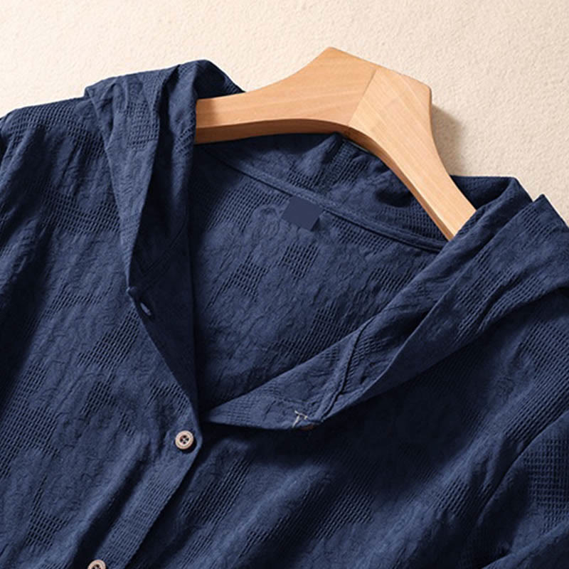 Felpa con cappuccio da donna a maniche lunghe in cotone con bottoni in jacquard autunnale Buddha Stones - image 2