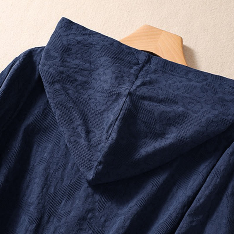 Felpa con cappuccio da donna a maniche lunghe in cotone con bottoni in jacquard autunnale Buddha Stones - image 3