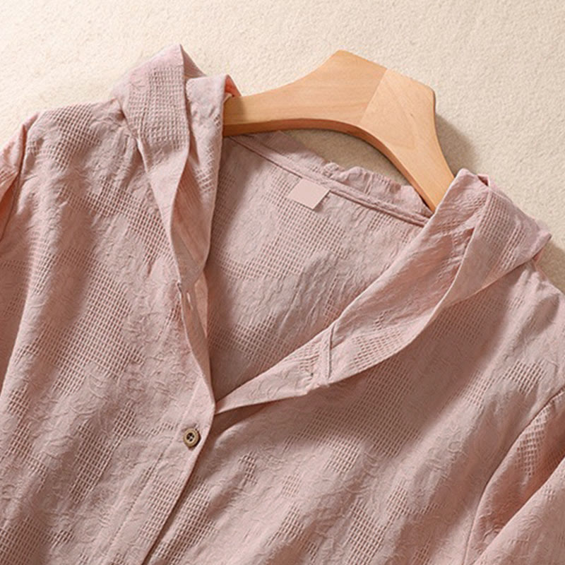 Felpa con cappuccio da donna a maniche lunghe in cotone con bottoni in jacquard autunnale Buddha Stones - image 10