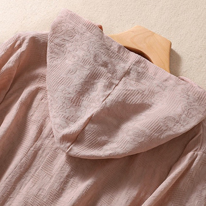 Felpa con cappuccio da donna a maniche lunghe in cotone con bottoni in jacquard autunnale Buddha Stones - image 11