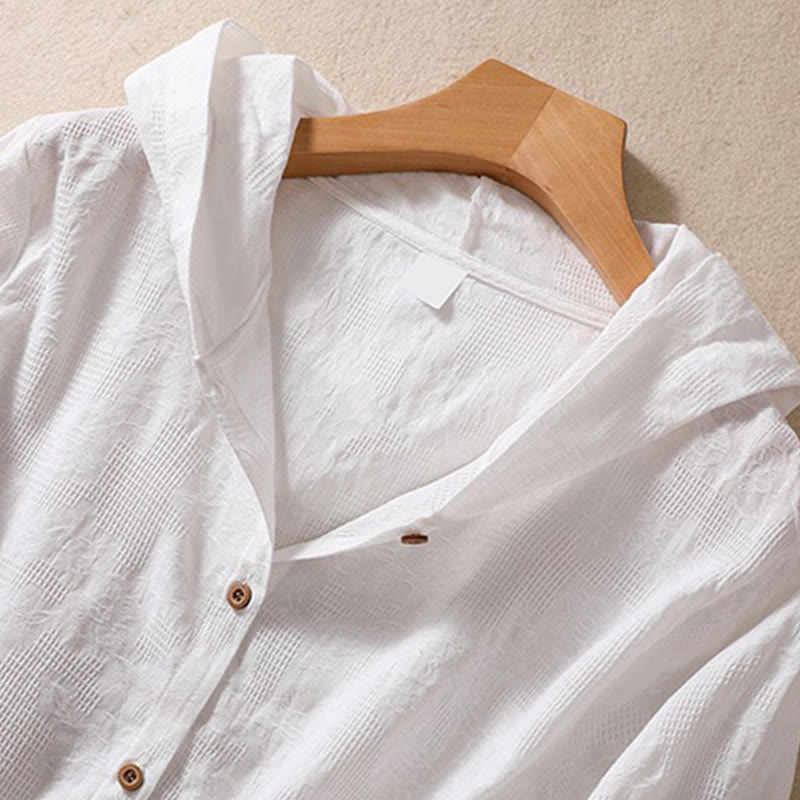 Felpa con cappuccio da donna a maniche lunghe in cotone con bottoni in jacquard autunnale Buddha Stones - image 20