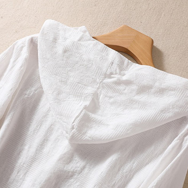 Felpa con cappuccio da donna a maniche lunghe in cotone con bottoni in jacquard autunnale Buddha Stones - image 22