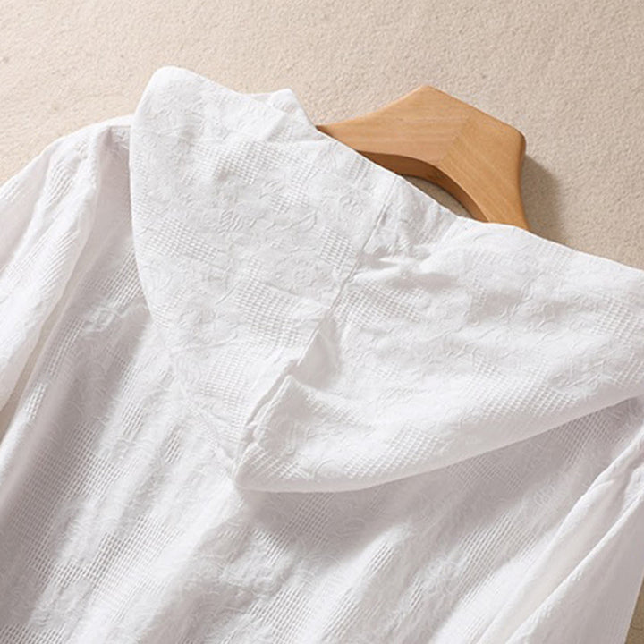 Felpa con cappuccio da donna a maniche lunghe in cotone con bottoni in jacquard autunnale Buddha Stones - image 22