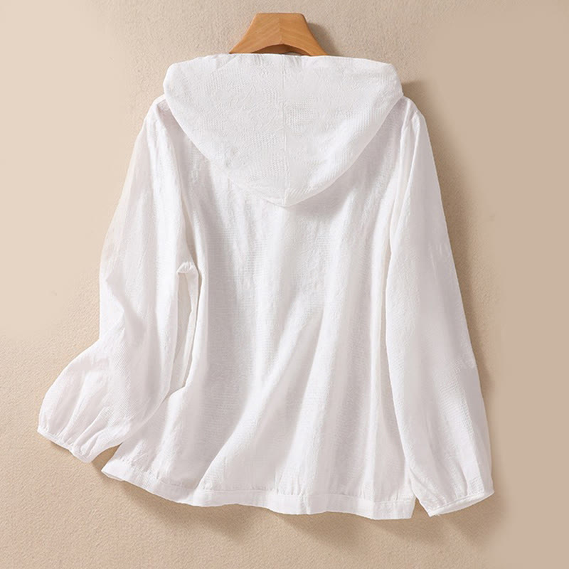 Felpa con cappuccio da donna a maniche lunghe in cotone con bottoni in jacquard autunnale Buddha Stones - image 19