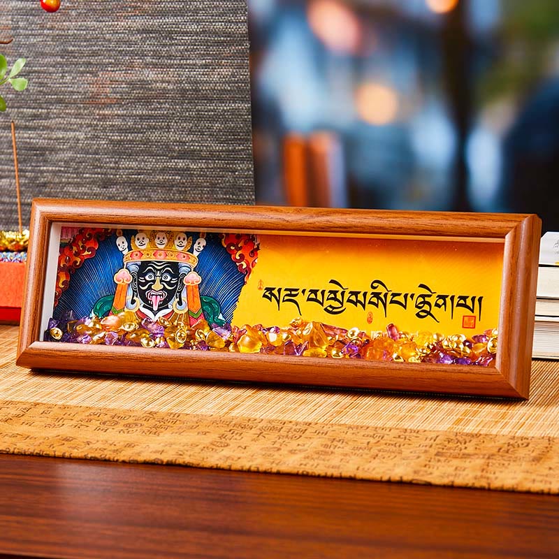 Buddha Stones Om Mani Padme Hum Buddha Lingotto dorato Thangka Cornice per foto Ornamento Decorazioni per la casa - Stile 1 - Pannello di fibra a media densità (9*30*4cm) - image 0