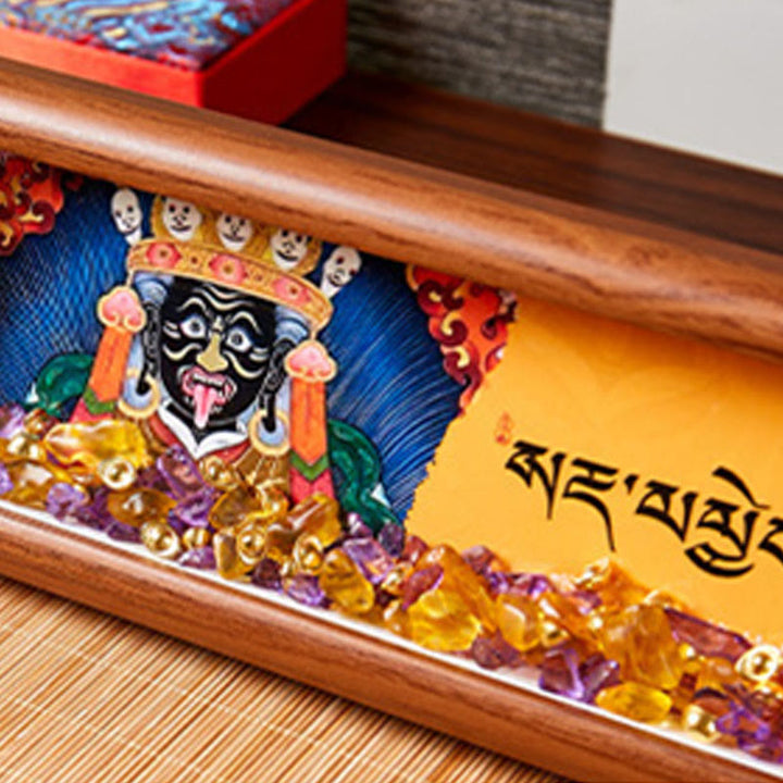 Buddha Stones Om Mani Padme Hum Buddha Lingotto dorato Thangka Cornice per foto Ornamento Decorazioni per la casa - image 1