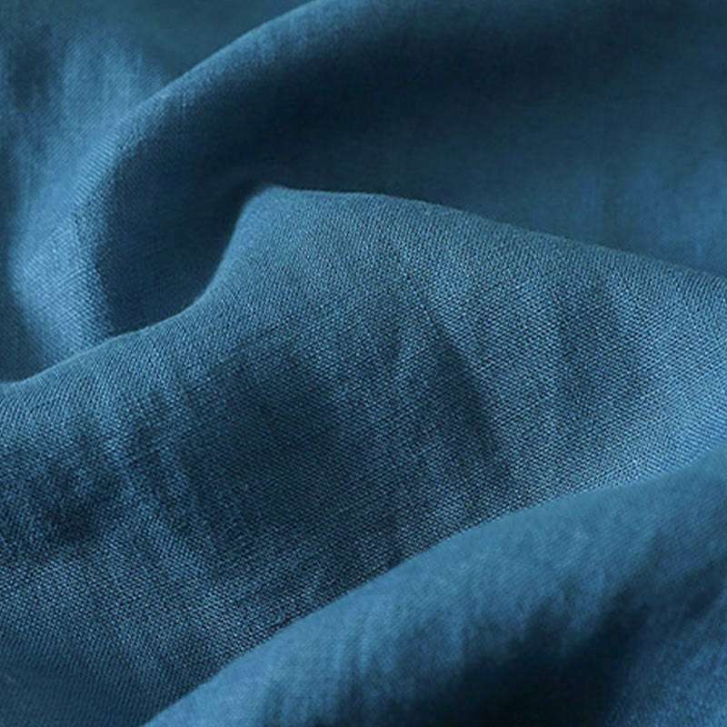 Camicia da donna in cotone di media lunghezza, manica a tre quarti, con colletto rialzato, bottoni a rana, tinta unita, Buddha Stones Fall - image 16