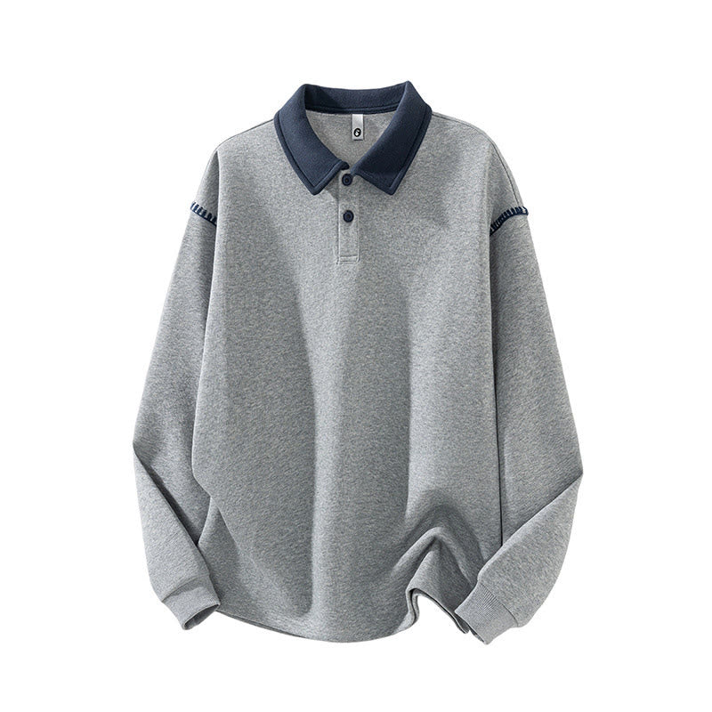 Felpa da uomo in cotone con colletto e bottoni, motivo Buddha Stones Fall Polo - Grigio chiaro - US/UK/AU44, EU54 (4XL) - image 1