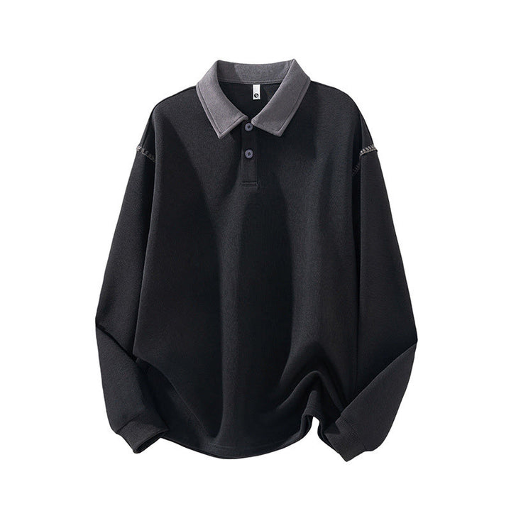 Felpa da uomo in cotone con colletto e bottoni, motivo Buddha Stones Fall Polo - Nero - US/UK/AU44, EU54 (4XL) - image 5