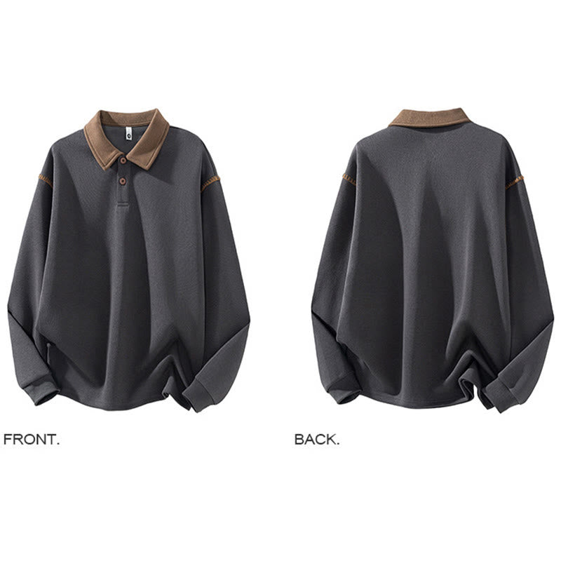 Felpa da uomo in cotone con colletto e bottoni, motivo Buddha Stones Fall Polo - image 4