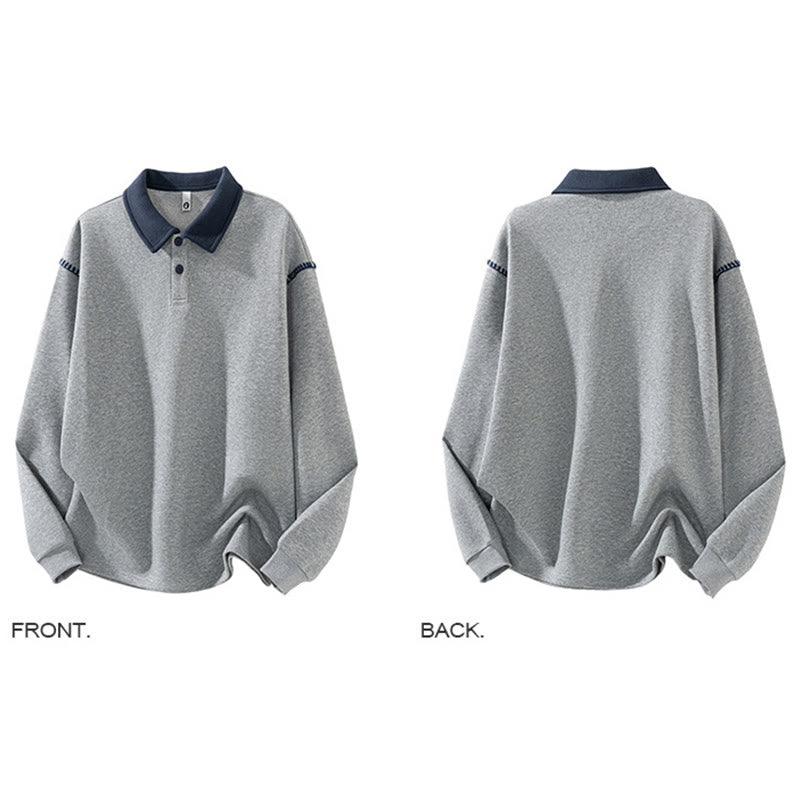 Felpa da uomo in cotone con colletto e bottoni, motivo Buddha Stones Fall Polo - image 2