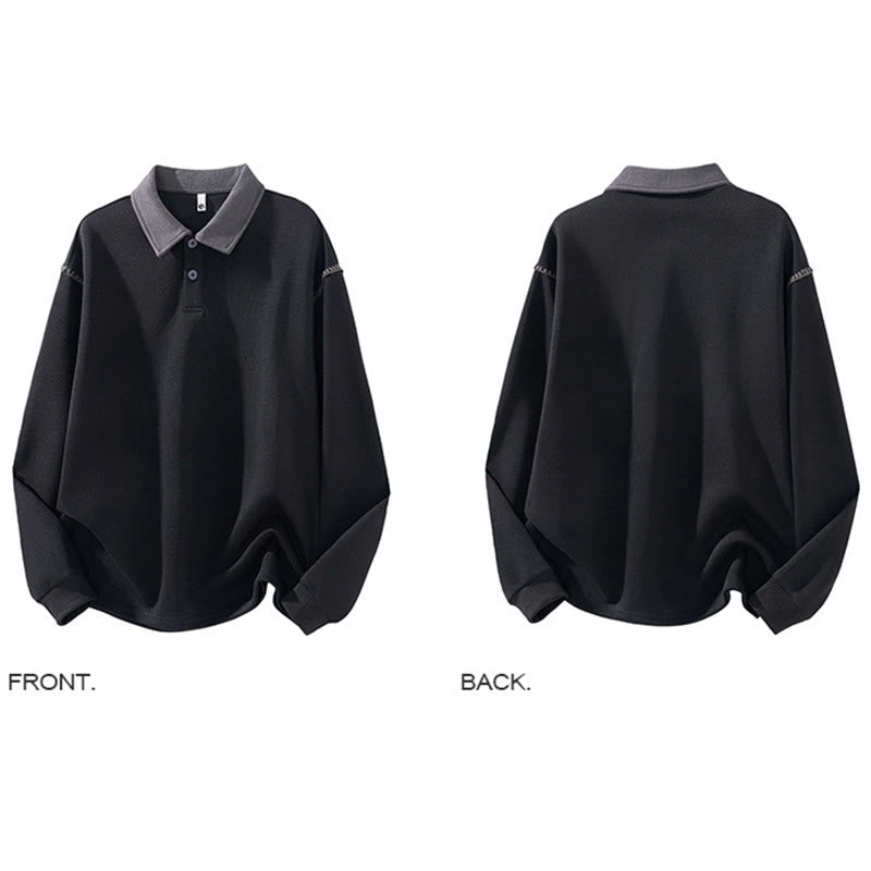 Felpa da uomo in cotone con colletto e bottoni, motivo Buddha Stones Fall Polo - image 6