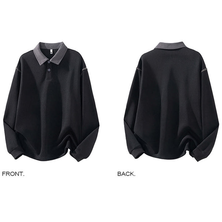 Felpa da uomo in cotone con colletto e bottoni, motivo Buddha Stones Fall Polo - image 6