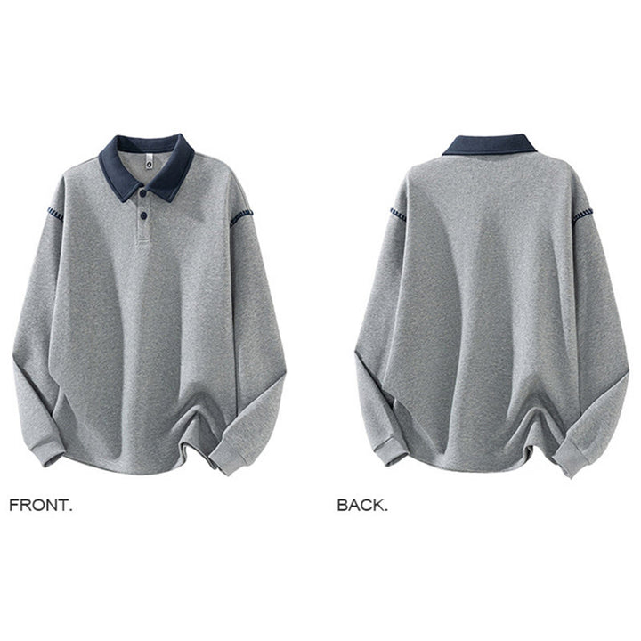 Felpa da uomo in cotone con colletto e bottoni, motivo Buddha Stones Fall Polo - image 2