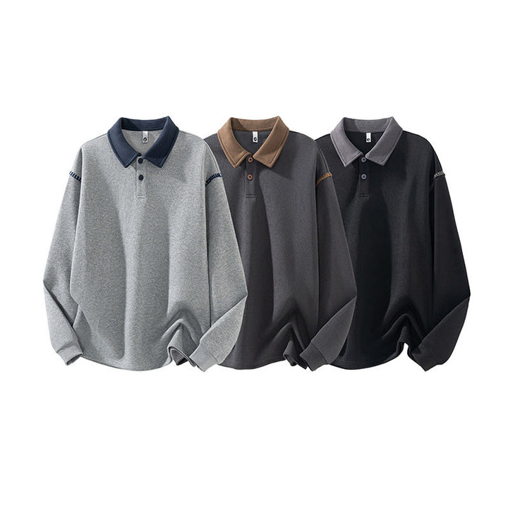 Felpa da uomo in cotone con colletto e bottoni, motivo Buddha Stones Fall Polo - image 0