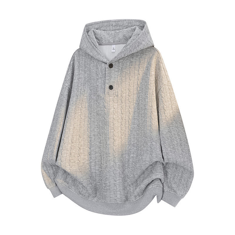 Felpa con cappuccio da uomo a maniche lunghe con bottoni intrecciati, autunno inverno, motivo Buddha Stones - Grigio chiaro - US/UK/AU42, EU52 (3XL) - image 0