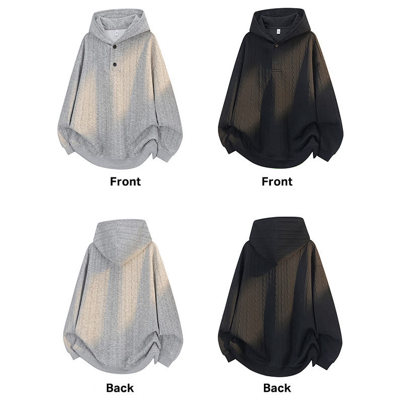 Felpa con cappuccio da uomo a maniche lunghe con bottoni intrecciati, autunno inverno, motivo Buddha Stones - image 13